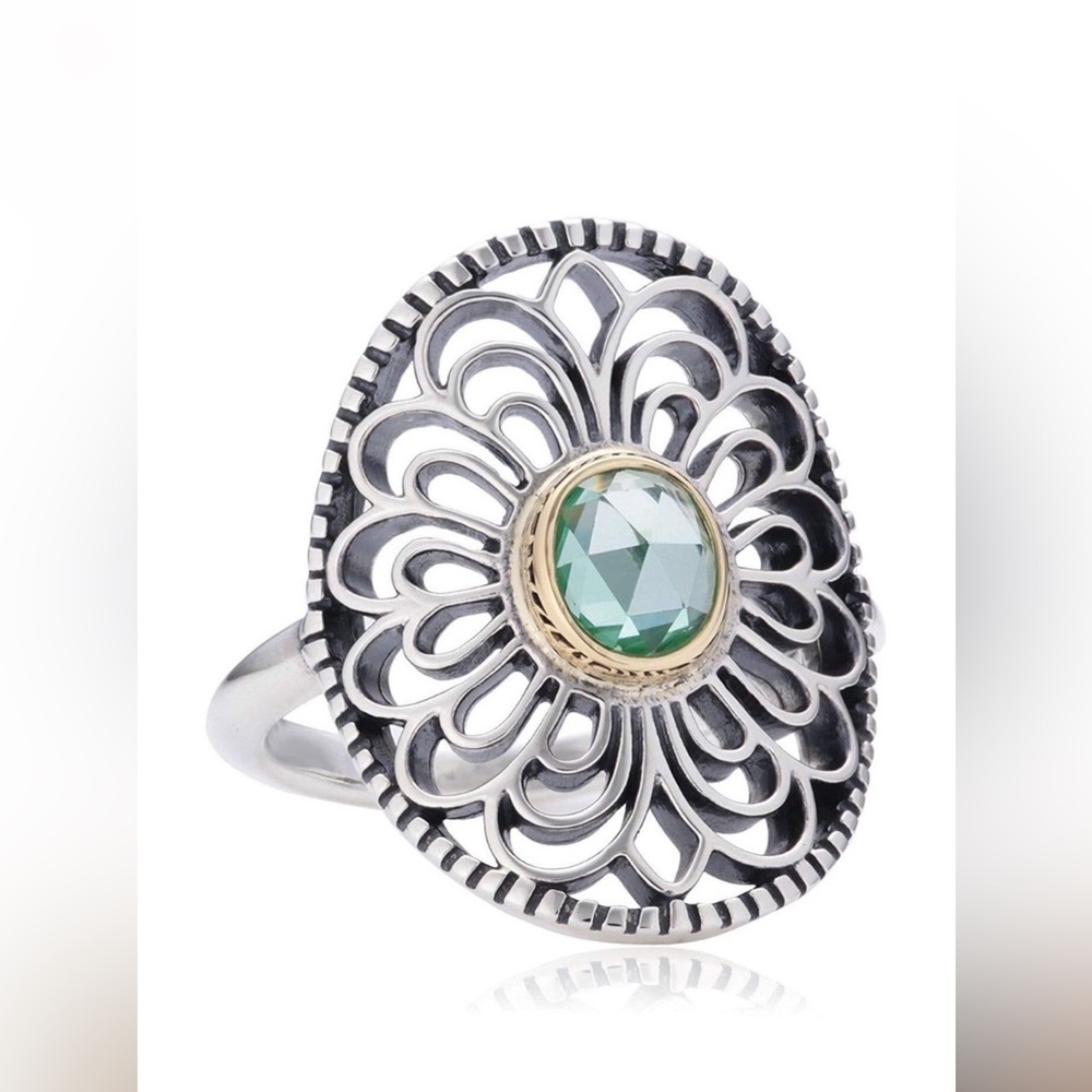 Pandora 14k 925 Vintage Allure Green Spinel Ring